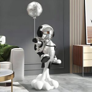 Lunar Silver Astronaut Rocket Lift-Off Balloon Sculpture